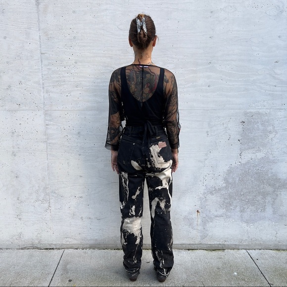 COPY - Signature 8 Mesh Floral Embroidery Multi Colored Threads Tie Up Crop Top - Picture 5 of 10